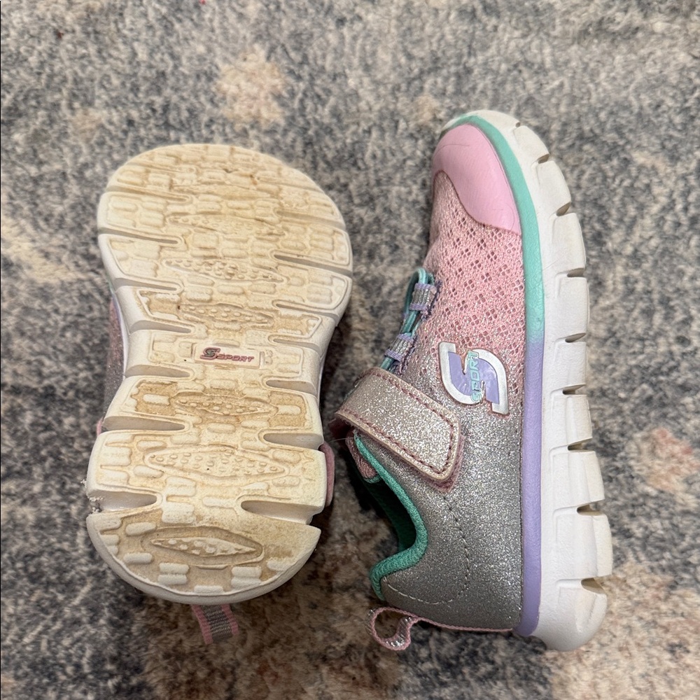 Skechers Kids' Pink and Silver Glitter Sneakers